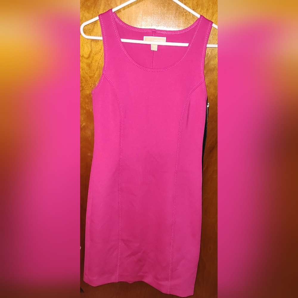 Michael Kors Side Zippered Mini Dress Hot Pink Size 4